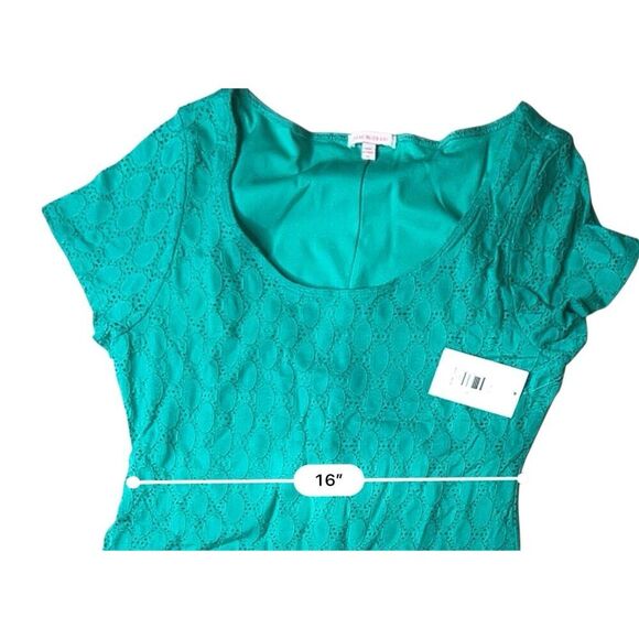Isaac Mizrahi Green Knit Eyelet Shift Dress XL NWT Designer‎ Summery Casual - Picture 8 of 12